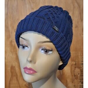 L.L. Bean Cable Knit Beanie UNISEX OS Recycled Navy Outdoor Winter Gorpcore